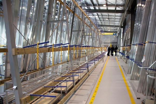 Racks of product in the Wigram Factory